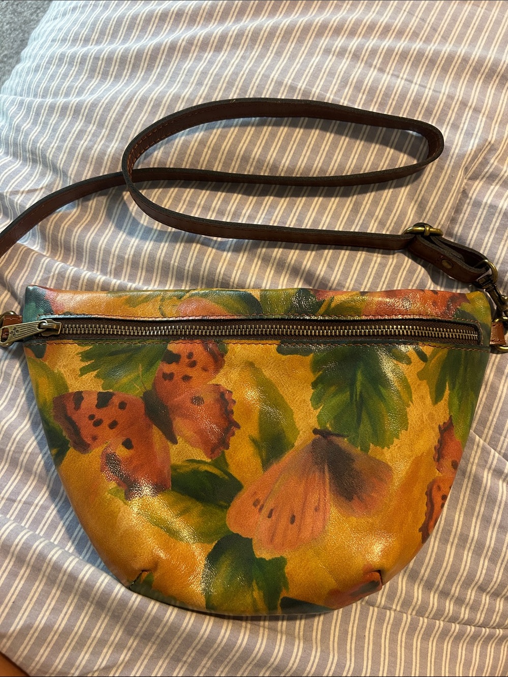 Patricia Nash Yellow Floral & Butterfly Crossbody Bag